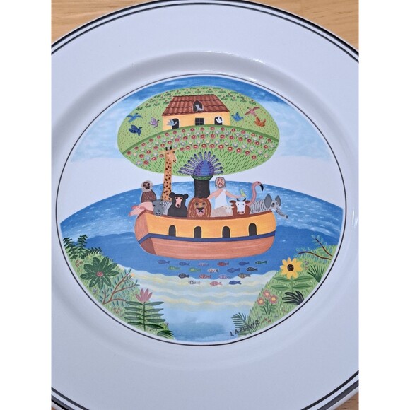 2 Villeroy & Boch NAIF 8” Salad Plates Country Village & Noah's Ark Laplau - Picture 3 of 7